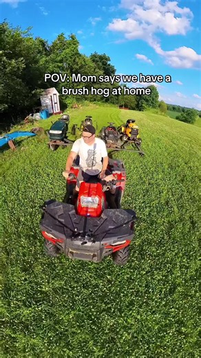 When your mom says we have a brush hog at home but she means the mega mower… #fyp #viral #diy #fabrication #megamower