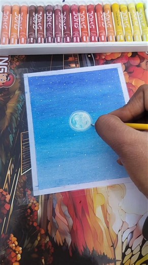 Moonlight Blossom Painting 🌸🌕 | Satisfying Art #shorts #drawing #painting #youtubeshort