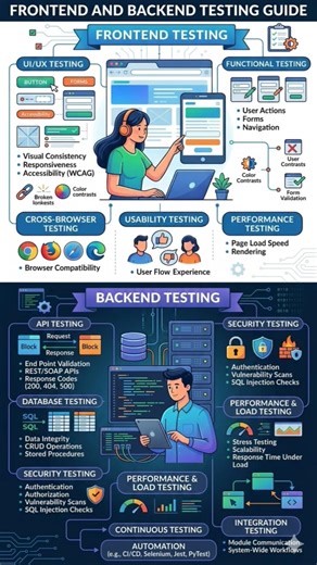 Frontend vs backend testing #frontend #backend #ai #tech #saas #manualtesting #automationtesting
