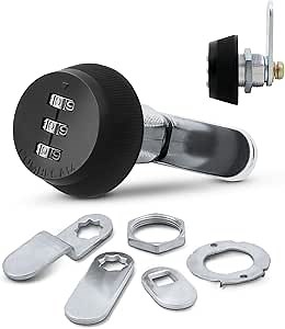 FJM Security Combi-Cam 7850R-S-Black Combination Cam Lock, 5/8" Black Finish