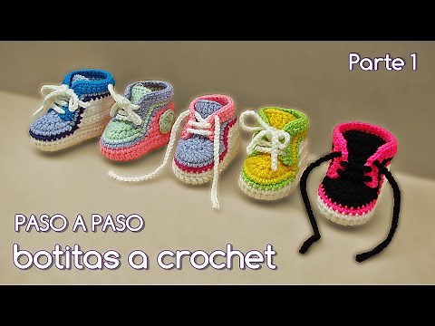 Cómo tejer zapatitos botitas escarpines bebé crochet, ganchillo - VARIOS TALLES (1/2)