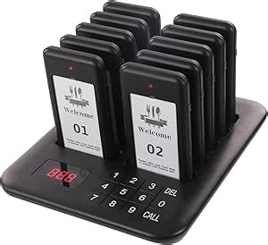 Restaurant Pager System, 10 Wireless Pagers, Touch Keyboard Calling Customers Waiting Beepers with Vibration Flash and Buzzer for Queue in Food Trucks Churches Bar Shop Hotels Eatery