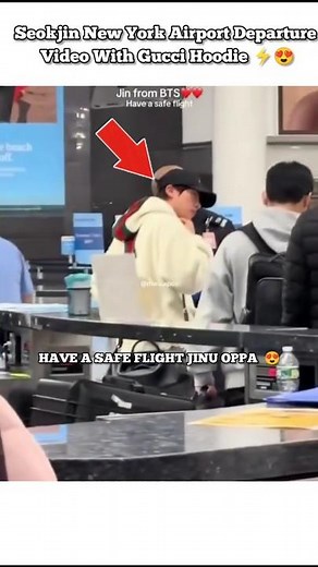 Seokjin New York Airport Departure Video With Gucci Hoodie 🍒😍 #jin #bts