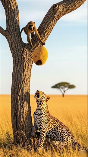 A little prank from a monkey to a leopard 🤣 #animals #animalintelligence #shorts