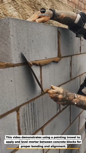 Perfect Mortar Joint Technique #Brickwork #ConstructionTools #TrowelSkill