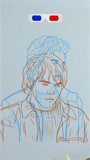 Stranger Things 5 Steve & Jonathan 3D Art 😱 Red Blue Glass Reveal #shorts #drawing