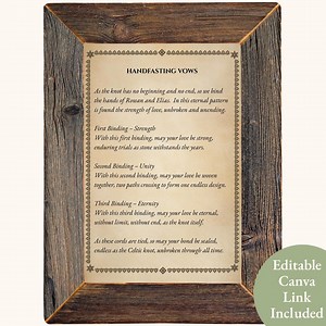 Celtic Knot Handfasting Cord Tying Script Pagan Wedding Marriage Ceremony Keepsake Wiccan Binding Ritual Editable Canva Template Printable - Etsy