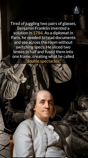 Benjamin Franklin invented bifocals out of diplomatic necessity. #historyfacts #invention #didyouknow | Ancient Records