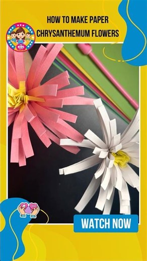 Easy Paper Chrysanthemum Flower Craft | DIY Flower for Kids & Beginners #shorts #diy #craft #kids