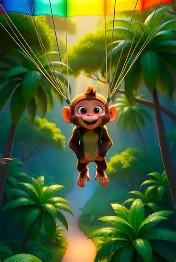 Cute Monkey Parachute Drop – Funny Animal Animation