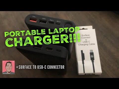 Charge Surface Pro 3, 4, 5, 6, 7 with Portable charger | J-Go Tech PD Power Bank review