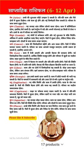 Weekly Horoscope 6–12 April ⚠️ इन राशियों की किस्मत चमकेगी | Rashifal Today #weeklyhoroscope