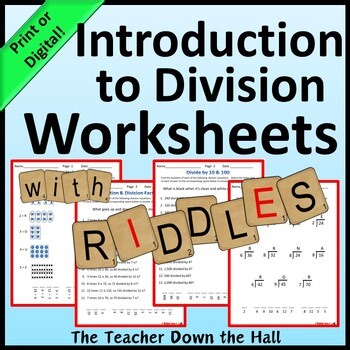 Division Introduction Worksheets w/ Riddles Print or Digital Division Resource