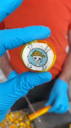 Cutting One Piece Candy 🍬 Luffy’s Crew Symbol | Satisfying ASMR #asmr #candy