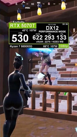 the new Ryzen 7 9850X3D in Fortnite 1080p performance mode #fortnite #fpstest #9850X3D #gaming