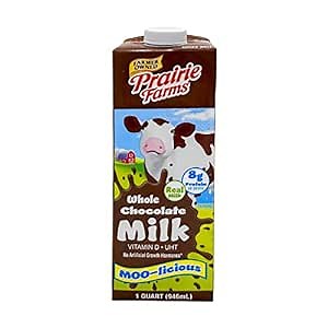 Chocolate Milk, Whole Milk, Shelf Stable, Boxed UHT Ultra Pasteurized Milk, Vitamin D White Milk - Preservative and Hormone Free, Gluten Free, Made in USA - 1 Quart (1 Pack)