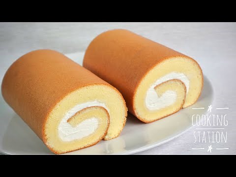 vanilla Swiss Roll Cake / Vanilla Roll Cake Recipe/ sponge cake rolled