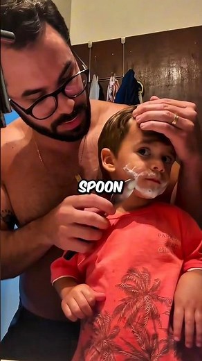 Dad Shaves Son's Beard 🤯😱