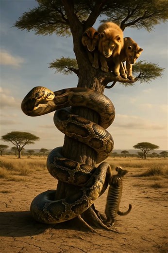 Will the kitten shake the lion down?Akankah anak kucing mengguncang singa?#cat #snake#lion#jaidmeel