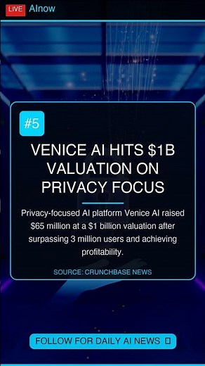 Venice AI Hits $1B Valuation on Privacy Focus #Shorts