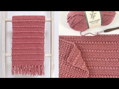 Crochet Boho Puff Stripes Baby Blanket