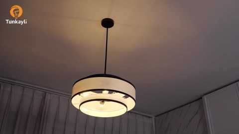 19.7" Gold Drum Chandelier with White Linen Lampshade 4-Light Modern Farmhouse Chandelier Light Fixture for Dining Room, Kitchen Island, Foyer Entryway Bedroom