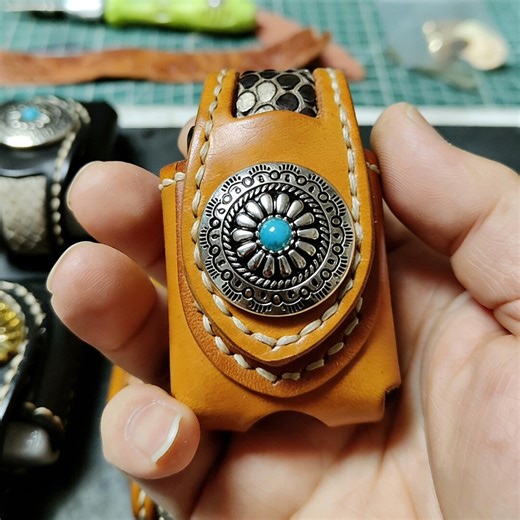 Leather Zippo Case Belt Holder With Inlaid Snake Leather - Etsy