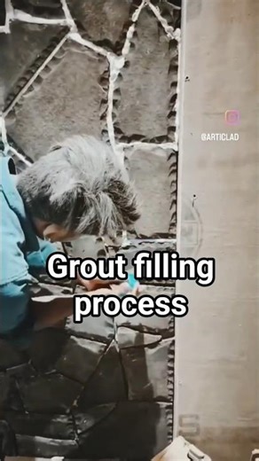 Basalt Stone Cladding Installation | Professional Grouting Technique Explained #facadedesign