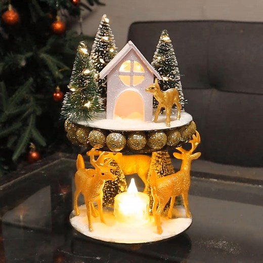 DIY reindeer winter candle stand | Life and Fun Story