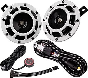 Amazon.com: FARBIN Car Horn 12v Loud Motorcycle Horns High/Low Supertone Truck Horn Kit Electric Train Horns for Car (White horn with wire button) : Automotive