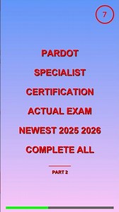 PARDOT Specialist Certification Actual EXAM Newest