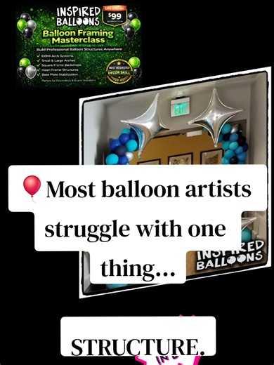 Most balloon artists struggle with one thing… STRUCTURE. Once you learn how to frame your installs properly, everything changes. Your arches become cleaner. Your installs become faster. Your designs suddenly look 10x more professional. Inside the Balloon Framing Masterclass I break down the exact systems I use to build: 🎈 DEMI arch systems 🎈 small & large arches 🎈 square backdrop frames 🎈 heart frames 🎈 base plate stabilization These are the same techniques I use to build professional insta