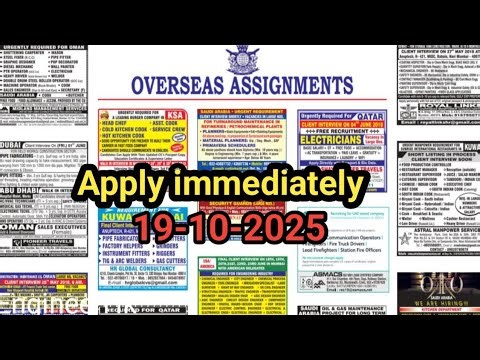 Assignment abroad times today newspaper ||Gulfjobs || 19-10-2025 ||@EngineerHK
