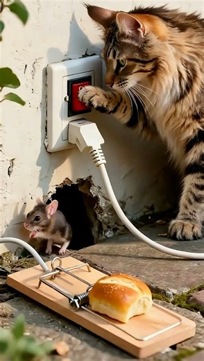 Patience or Predation? Cat Watches a Mouse's Risky Move! 🐭