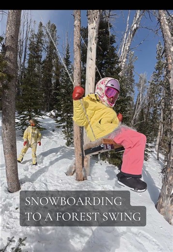 The best kind of snowboarding adventure! This was most definitely a unique experience for us all. We have been on swings. We have been in a forest. We have never been on a swing in a forest while snowboarding! Now what the video doesn’t show is that it was like 2°F outside while on this morning adventure. It’s was really quite crispy out. We almost didn’t even go ride because it was so cold. But luckily we were able to get dressed in our warmest gear and make this awesome experience happen. We h