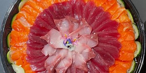 Sushi and sashimi holiday platters with Aloha Cones