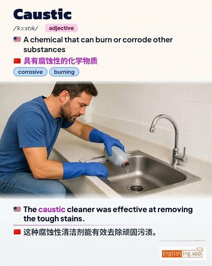 Caustic: English vocabulary meaning and example