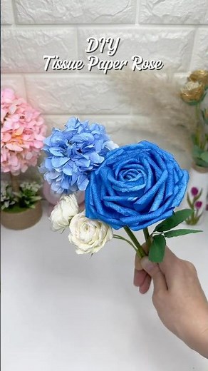 How to make Aesthetic Blue Rose from Tissue Paper | Tissue Paper Rose 💙 #homedecor #handmade