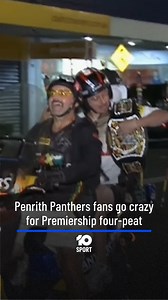 IT’S A PANTHERS PREMIERSHIP PARTY IN PENRITH 🏆🏆🏆🏆 Penrith Panthers fans celebrated long and hard into the night as their team completed a four-peat of NRL Premierships with a win over Melbourne Storm at Accor Stadium. Celebrations weren’t just limited to the club’s home base, as fans paraded down High Street showing off their Panther colours. #nrlgf #penrith #panthers #nrl #fourpeat #10sport | 10 Sport