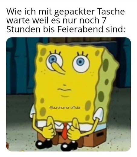 Bürohumor - Memes, Büro & Kollegen on Instagram: "Kann ich jetzt gehen?🥲 👉 Check' den Link in der Bio für den besten Büro-Merch🥰 Montag im Büro und der Arbeitswahnsinn nimmt erneut seinen Lauf😵‍💫💼 Während der Azubi Büroklammern farblich sortiert, planen deine Lieblingskollegen schon ihren nächsten Urlaub🏖 Dein Chef?👴🏻 Natürlich in Dauerschleife in Meetings – am liebsten über Teams oder Zoom🤯 Währenddessen starrst du 