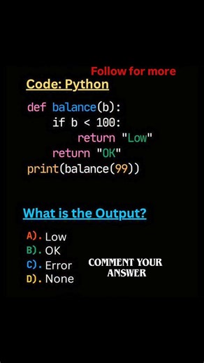 Learn code steps on Instagram: "What will be the output of this python code? Comment your answer . . . . . #pythonprogramming #reach #growth #exploremore #fyp"