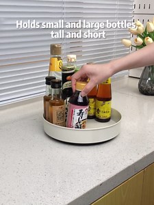 360° Rotating Shelf Turntable for Kitchen, Bathroom, Dresser, Cabinets, etc. to Organize Spice Bottles, Cosmetics, Skin Care Products, perfumes and Other Desktop Storage Trays, White Round Metal