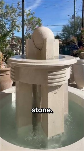 Art Deco–Inspired Limestone Column Fountain | Hand-Carved Natural Stone