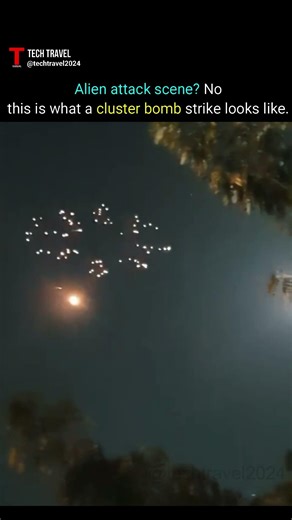 Looks like an alien invasion. but it’s actually a cluster bomb incoming. #war #missile #attack