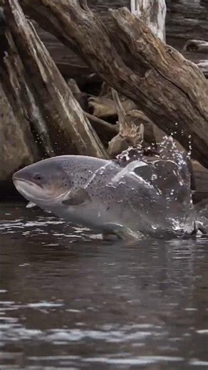 Explodes Out of the Water Crazy Fish Jump #fishshortvideo #salmonfishing #fishinglivevideos