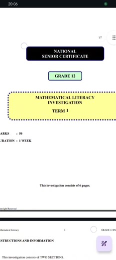 Mathematical Literacy Investigations for Grade 12 Term 1