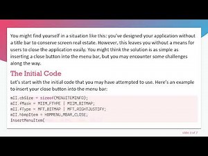 How to Add a Close Button to Your Menu Bar in C+ + Applications