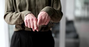 Woman Makes Shame on You Gesture with Hands in Office Stock Footage - Video of connection, solution: 274866784