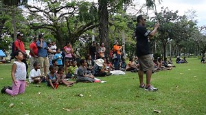 Traditional firewalkers from Beqa performing their ritual at the Open Day. | Fiji Museum
