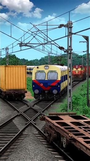 Train Simulator Game, ICF MEMU Train Fast Crossing Railroad, Train Game #train #traingame #railroad